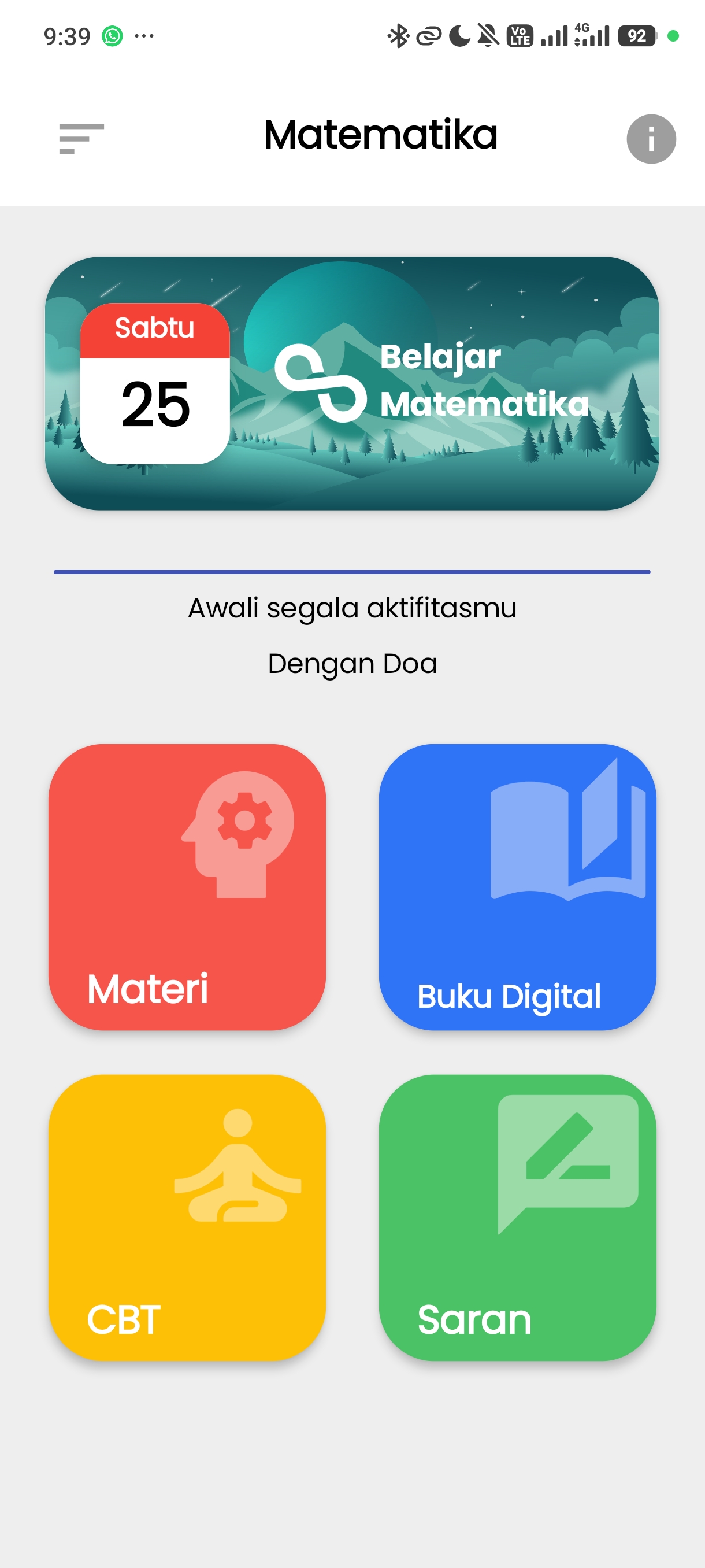 Tampilan Menu MathMaster